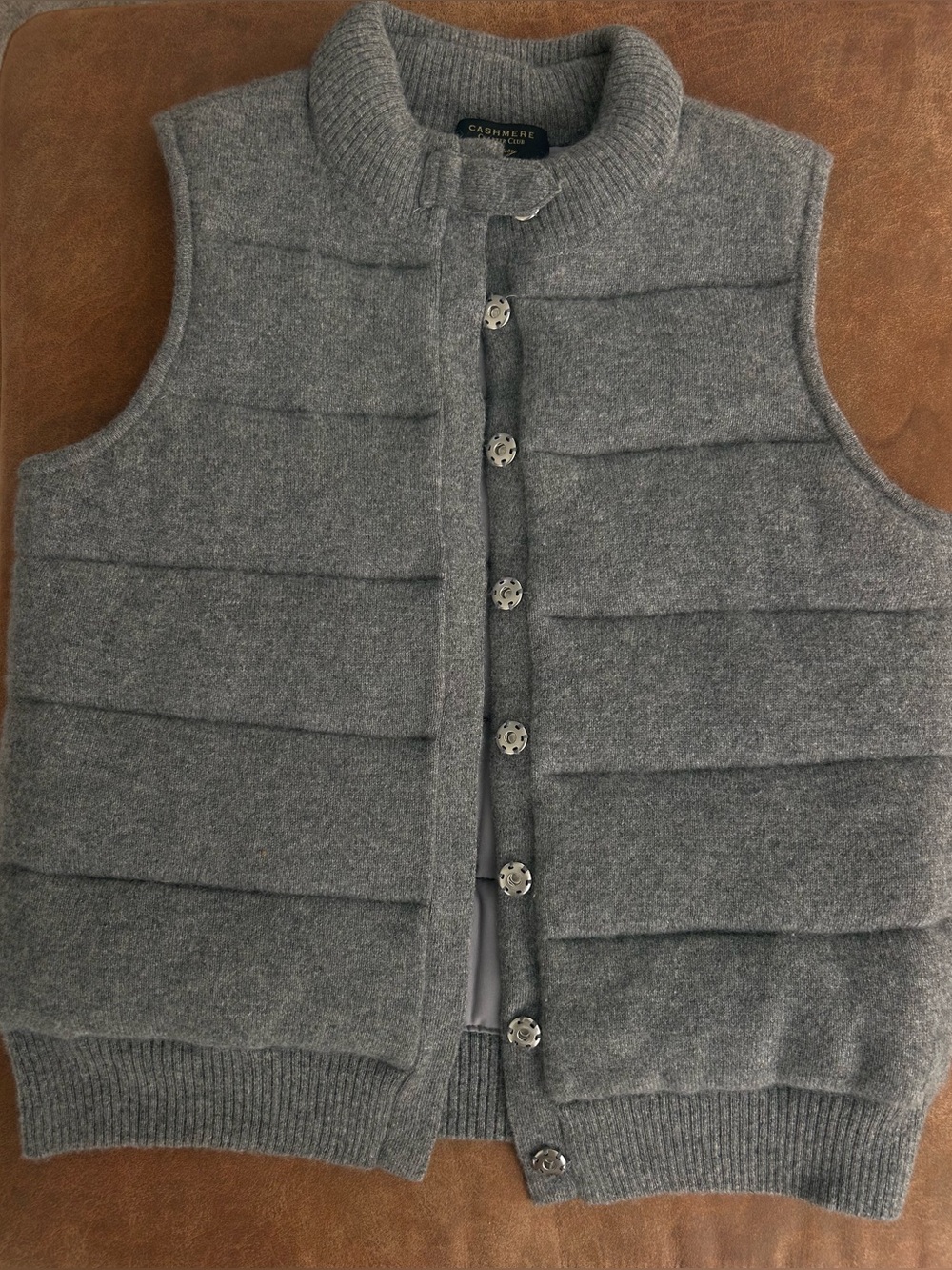 Charter Club Cashmere Quilted Vest in Light Grey